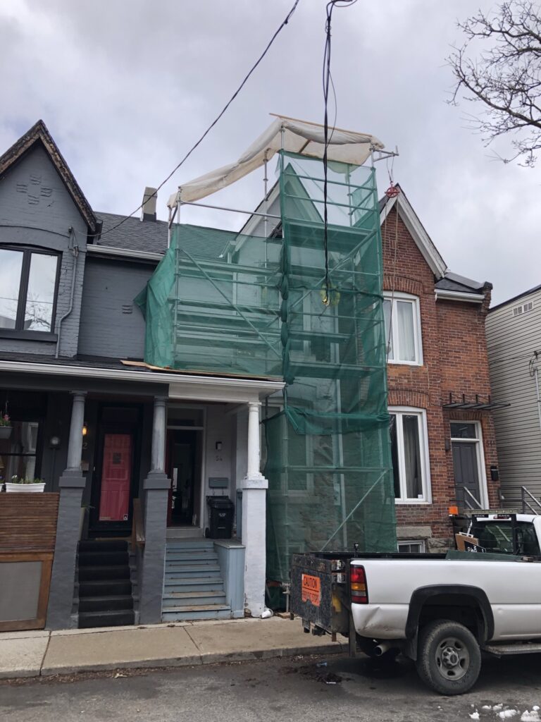 Scaffolding set up on victorian house
